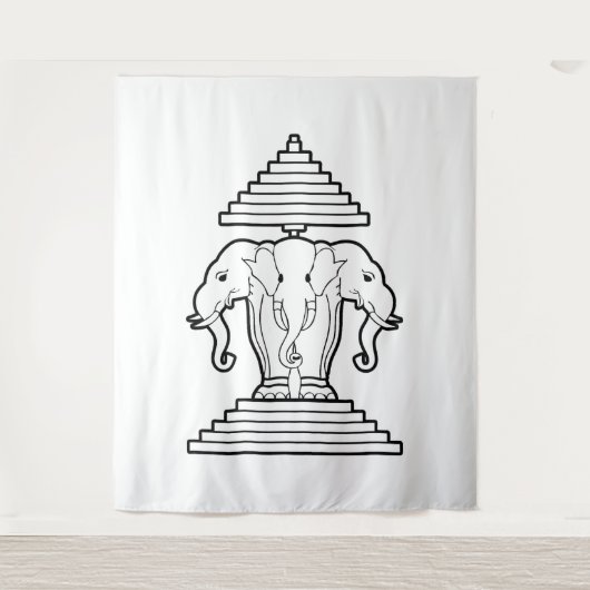 Erawan Three Headed Elephant Lao / Laos Flag Wandteppich (Vorderseite)