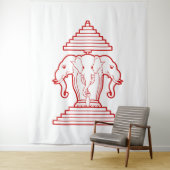 Erawan Three Headed Elephant Lao / Laos Flag Wandteppich (Beispiel)