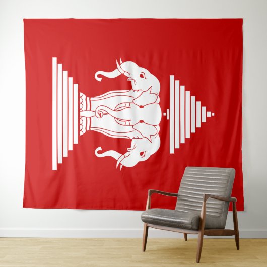 Erawan Three Headed Elephant Lao / Laos Flag Wandteppich (Beispiel (Horizontal))