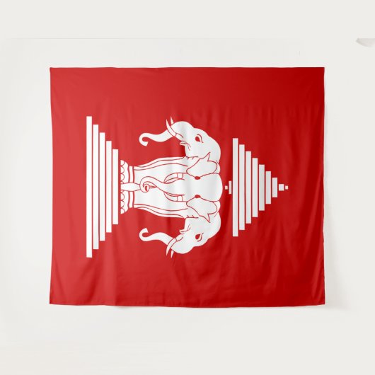 Erawan Three Headed Elephant Lao / Laos Flag Wandteppich (Vorderseite (Horizontal))