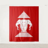 Erawan Three Headed Elephant Lao / Laos Flag Wandteppich (Vorderseite)