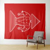 Erawan Three Headed Elephant Lao / Laos Flag Wandteppich (Beispiel (Horizontal))