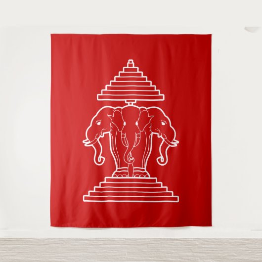 Erawan Three Headed Elephant Lao / Laos Flag Wandteppich (Vorderseite)