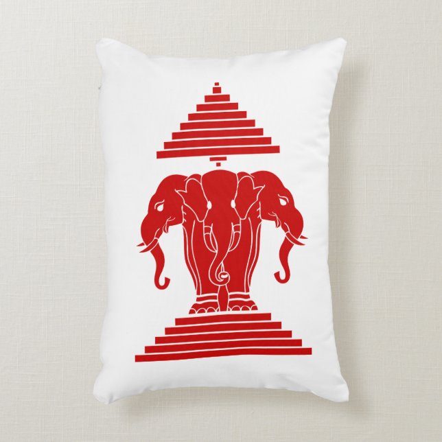 Erawan Three Headed Elephant Lao / Laos Flag Zierkissen (Vorderseite(Vertikal))