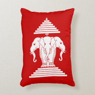 Erawan Three Headed Elephant Lao / Laos Flag Zierkissen