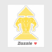 Erawan Yellow 3 Headed Elephant Lao / Laos Flag Aufkleber (Blatt)