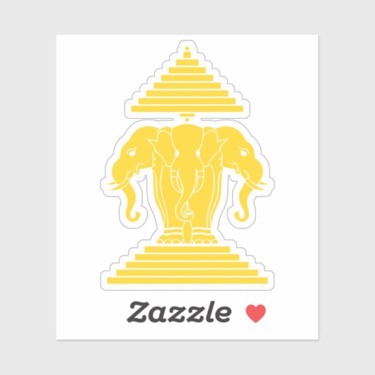 Erawan Yellow 3 Headed Elephant Lao / Laos Flag Aufkleber (Blatt)