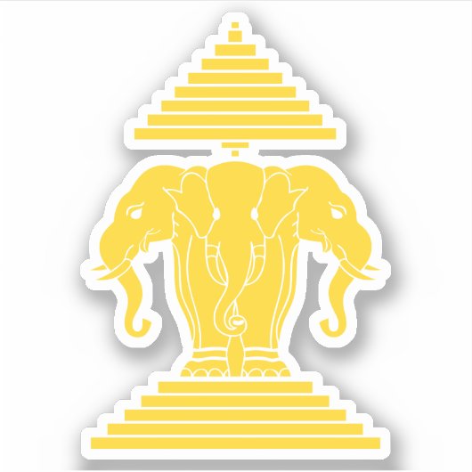 Erawan Yellow 3 Headed Elephant Lao / Laos Flag Aufkleber (Vorderseite)