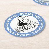 Erbauer mit Gebäude-Materialien. Gebäude Runder Pappuntersetzer (Angewinkelt)