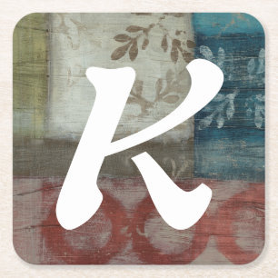 Erbe abstraktes II des Monogramm-  Rechteckiger Pappuntersetzer