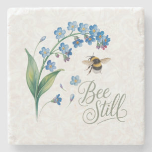 Erbe Bee Still Botanische Marmor - Aquarell Steinuntersetzer