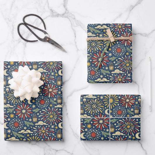 Erbe-Feuerlicht-Feier-Muster Geschenkpapier Set (Vorderseite)