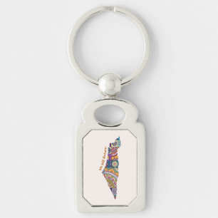 Erbe innerhalb der Karte Palästinas Schlüsselanhänger