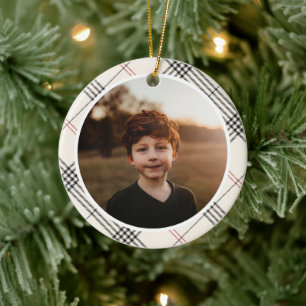 ERBE Neutrales Tartan-Muster-Foto Keramik Ornament