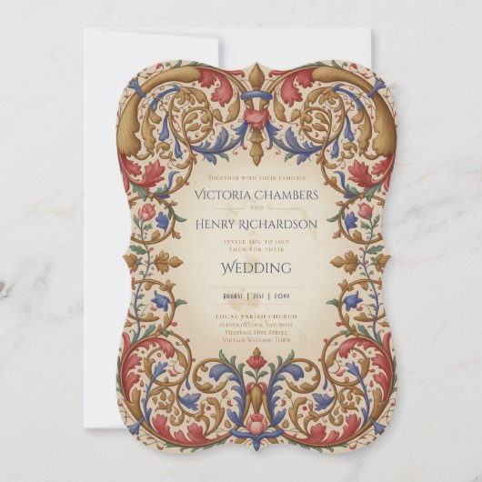 Erbe | Renaissance Barocke Hochzeit mit Ornamenten Einladung (Vorderseite)