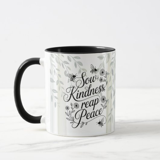Erbe Säe Freundlichkeit Ernte Frieden Botanisches Tasse (Links)