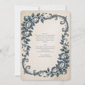 Erbe | Victorian Dusty Blue Botanische Hochzeit Einladung (Rückseite)