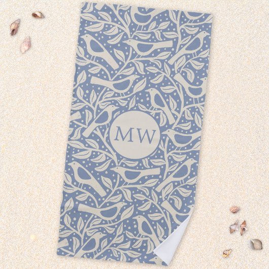 Erbe Vögel Monogramm Anfangsbuchstaben Strandtuch