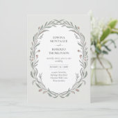 Erbhandgezeichnete Botanische Elegante Hochzeit Einladung (Stehend Vorderseite)
