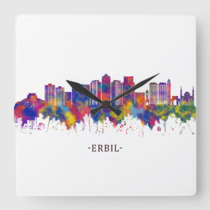 Erbil Iraq Skyline Quadratische Wanduhr