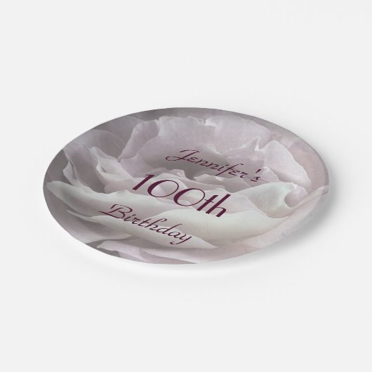 Erblassen Sie - rosa Rosen-Papier-Teller, 100. Pappteller (Schrägansicht)