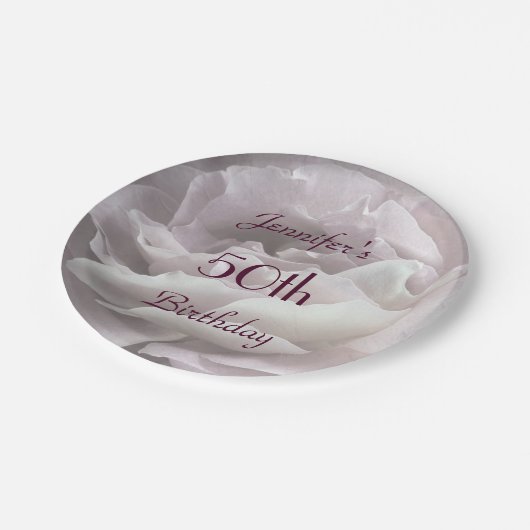 Erblassen Sie - rosa Rosen-Papier-Teller, 50. Pappteller (Schrägansicht)