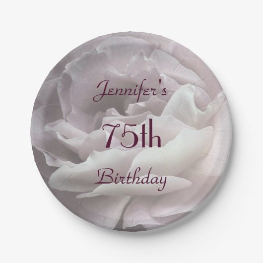Erblassen Sie - rosa Rosen-Papier-Teller, 75. Pappteller (Vorderseite)