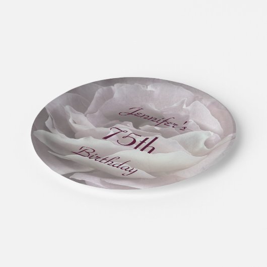 Erblassen Sie - rosa Rosen-Papier-Teller, 75. Pappteller (Schrägansicht)