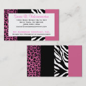 Erblassen Sie - rosa und schwarzen Tierdruck-Zebra Visitenkarte (Vorne/Hinten)