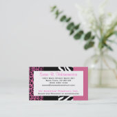Erblassen Sie - rosa und schwarzen Tierdruck-Zebra Visitenkarte (Stehend Vorderseite)