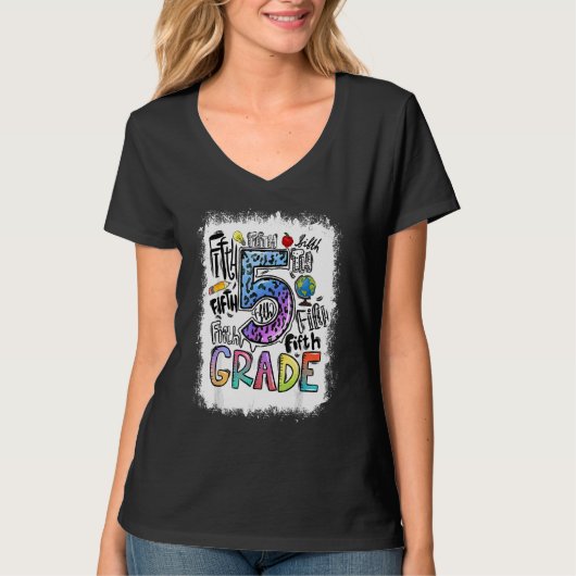 Erbleichte Typografie der 5. T-Shirt (Vorderseite)