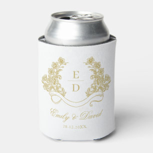 Erbliches Goldenes Florales Monogramm Vintage-Hoch Dosenkühler