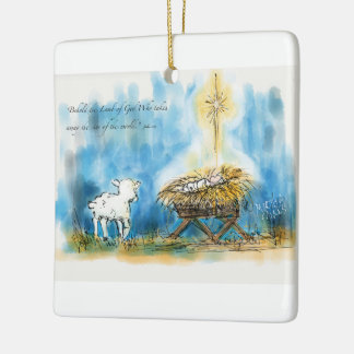 "Erblicken Sie das Lamm-" Weihnachtsverzierung Keramikornament