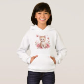Erblühe mit Freude – Süße Katzen-Wasserfarben-Kind Hoodie (Vorne ganz)