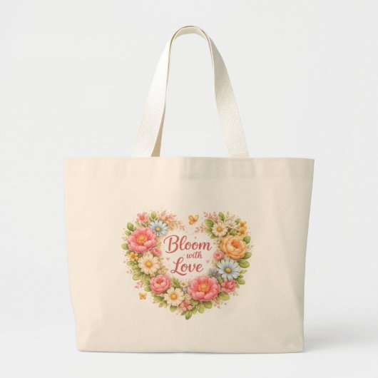Erblühe mit Liebe Florales Design Jumbo Stoffbeutel (Vorne)