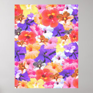 "Erblühende Pracht: Hibiskus in Buntglas Poster