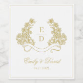 Erbmonogramm Vintage-Hochzeit Weinetikett (Einzelnes Label)