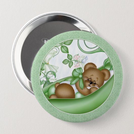 Erbse in einem Hülsen-Knopf Button (Vorne & Hinten)