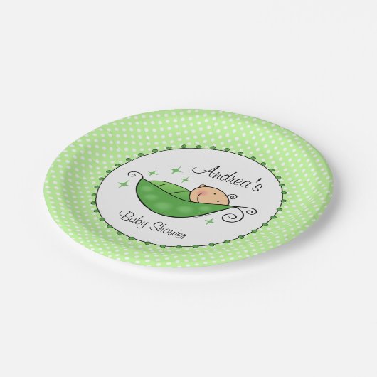 Erbse in meiner Hülse Pappteller (Schrägansicht)