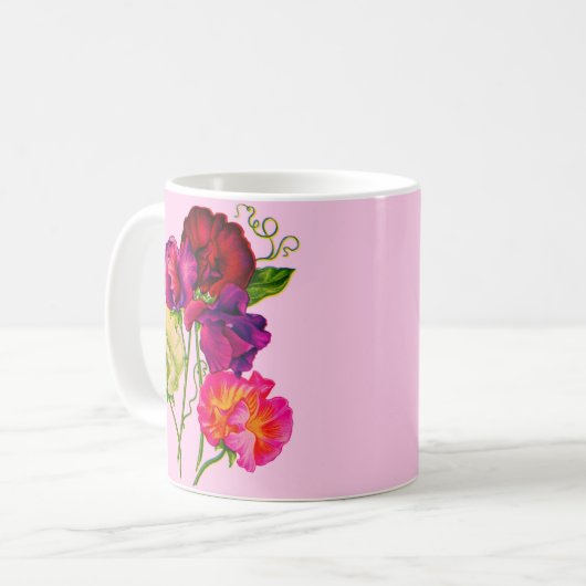 Erbse, lila und rosa kaffeetasse (Vorderseite Links)