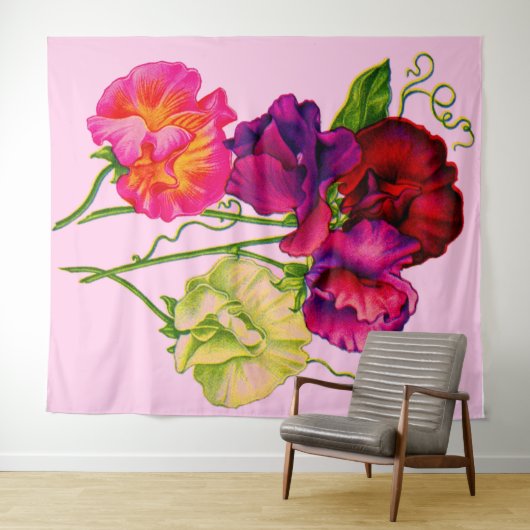 Erbse, lila und rosa wandteppich (Beispiel (Horizontal))