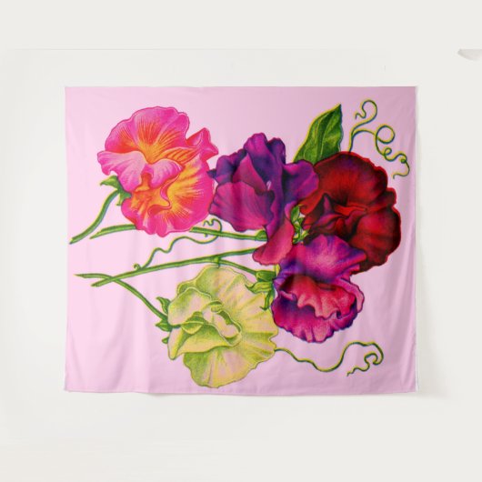 Erbse, lila und rosa wandteppich (Vorderseite (Horizontal))