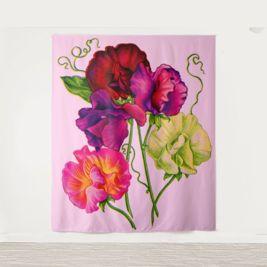 Erbse, lila und rosa wandteppich (Vorderseite)