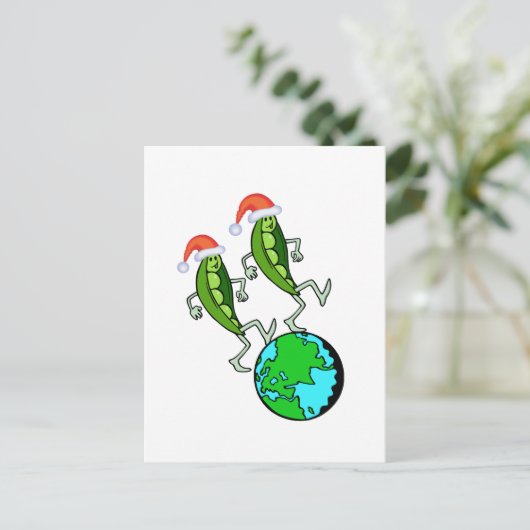 Erbsen auf Erden Feiertagspostkarte (Stehend Vorderseite)