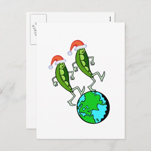 Erbsen auf Erden Feiertagspostkarte (Vorne/Hinten)