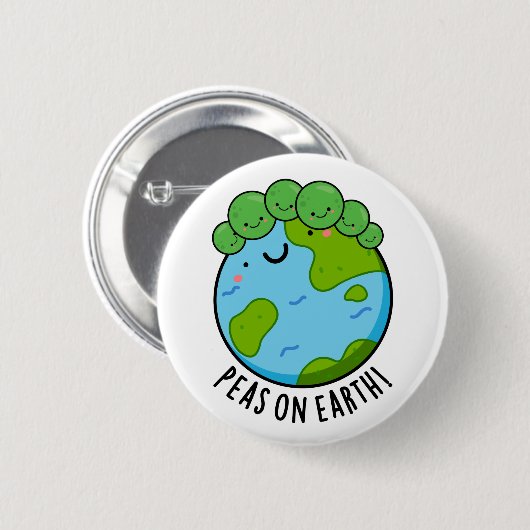 Erbsen auf Erden Funny Veggie Peace Pub Button (Vorne & Hinten)