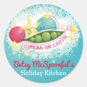 Erbsen auf Erden Weihnachtsessen aus der Küche Runder Aufkleber