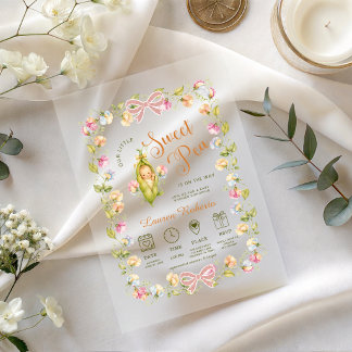 Erbsen im Podest Pastell Blumen Baby Shower Acryleinladungen