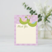 Erbsen in einem Hülsen-Zwillings-Jungen-Mädchen Dankeskarte (Stehend Vorderseite)