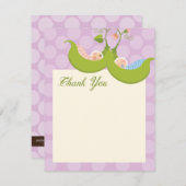 Erbsen in einem Hülsen-Zwillings-Jungen-Mädchen Dankeskarte (Vorne/Hinten)